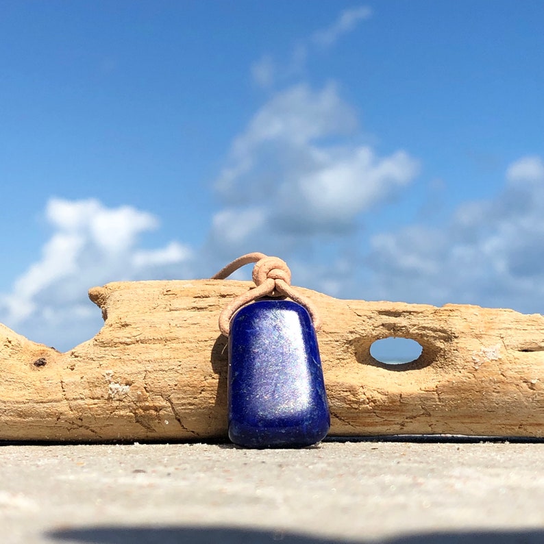 Stone Necklace Mens Lapis Pendant on Leather Cord Mens Lapis Lazuli Necklace Mens Boho Necklace Gifts for Him Rustic Jewelry for Men