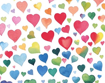 FREE SHIP - Two Paper Luncheon Decoupage Art Craft Napkins - (Design 935) HEARTS Colorful Valentine Love
