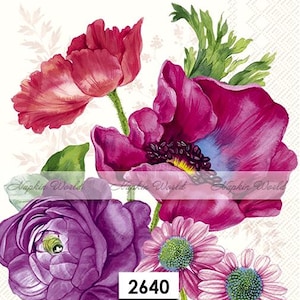 May include: A bouquet of pink, purple, and white flowers with green leaves. The flowers are arranged in a vase and the background is white. The number 2640 is printed on the bottom of the image.