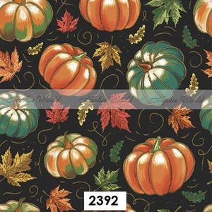 FREE SHIP - Two Paper Luncheon Decoupage Art Craft Napkins - (Design 2392)  Autumn PUMPKINS and Maple Leaves on black background