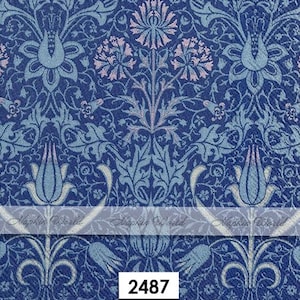 FREE SHIP - Two Paper Luncheon Decoupage Art Craft Napkins - (Design 2487) Blue Design PATTERN Tulips Floral
