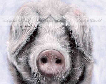 FREE SHIP - Two Paper Luncheon Decoupage Art Craft Napkins - (Design 983)  HOG Pig Farm Animal Sow Boar Swine