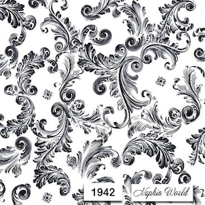 FREE SHIP - Two Paper Luncheon Decoupage Art Craft Napkins - (Design 1942) Black Swirl Pattern DESIGN