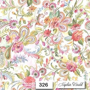 FREE SHIP - Two Paper Luncheon Decoupage Art Craft Napkins - (Design 326) PAISLY Design Patter Floral Flowers