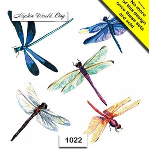 FREE SHIP - Two Paper Luncheon Decoupage Art Craft Napkins - (Design 1022)  DRAGONFLIES Dragonfly Insects