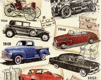 FREE SHIP - Two Paper Luncheon Decoupage Art Craft Napkins - (Design 130) Vintage CARS Automobiles Classic