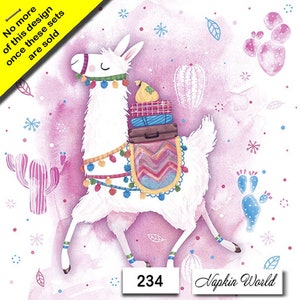 FREE SHIP - Two Paper Luncheon Decoupage Art Craft Napkins - (Design 234) LLAMA Lama Prancing