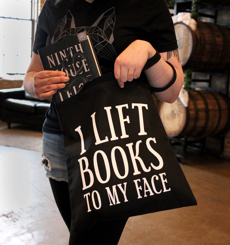 I Lift Books To My Face Custom Black Tote Bag For Books