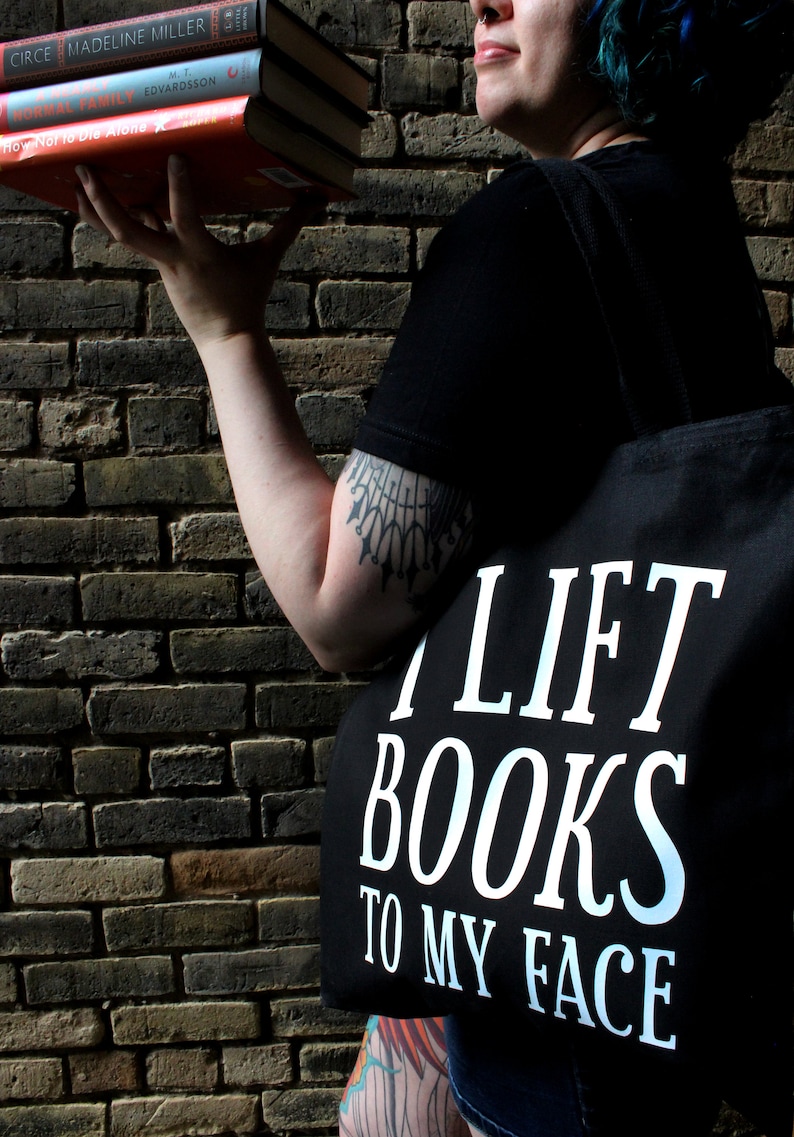 I Lift Books To My Face Custom Black Tote Bag For Books