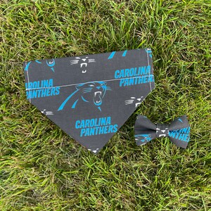 Carolina Panthers Blue and Black Girl Dog Flower Bow Tie Collar Carolina Panthers Blue and Black Girl Dog Flower Bow Tie Collar