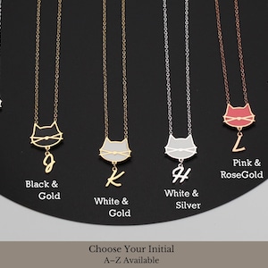 Collier personnalisé avec initiales de chat - Cadeau avec lettre personnalisée pour les amoureux des chats