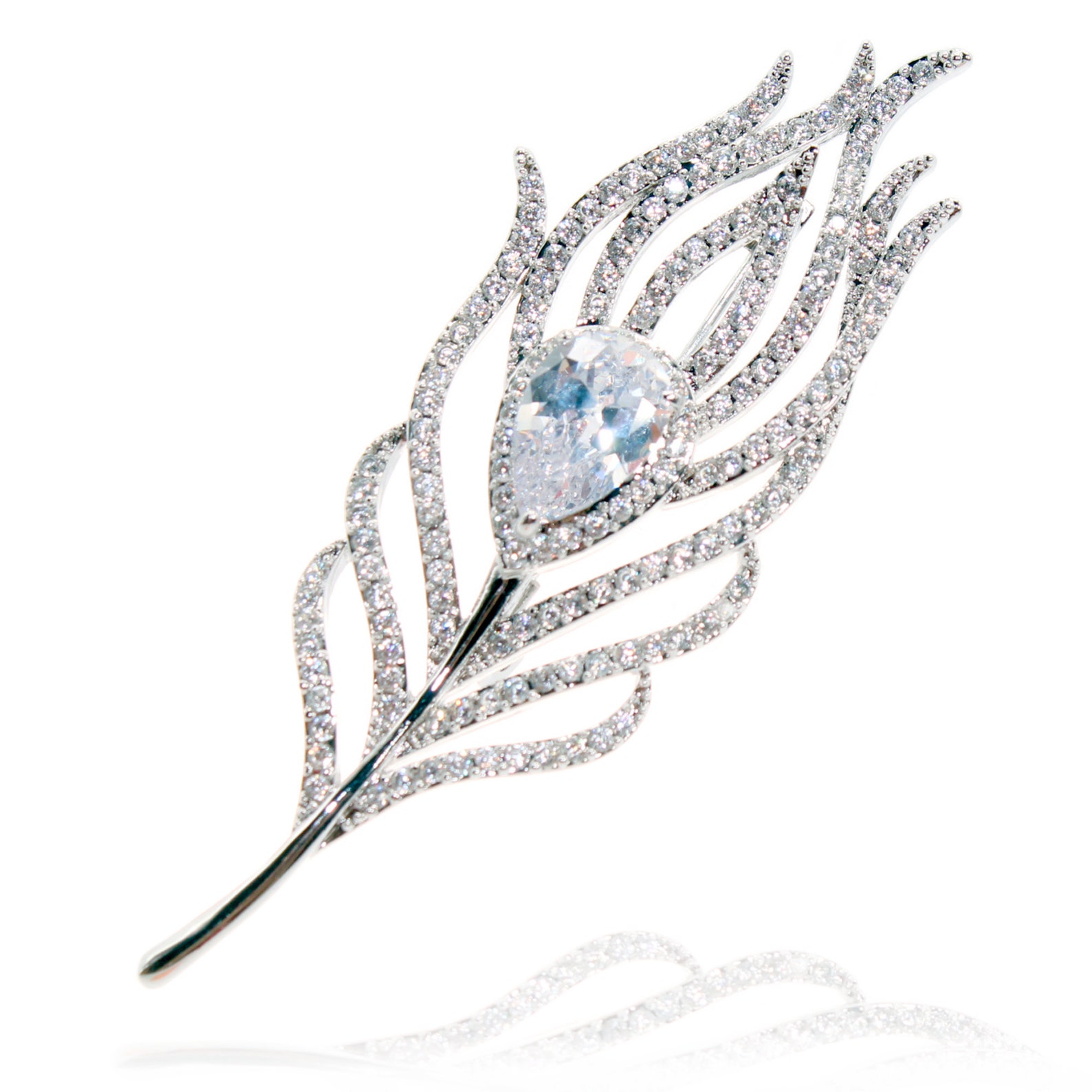 Wedding Brooch Bridal Brooch Feather Shape Brooch Pin Etsy