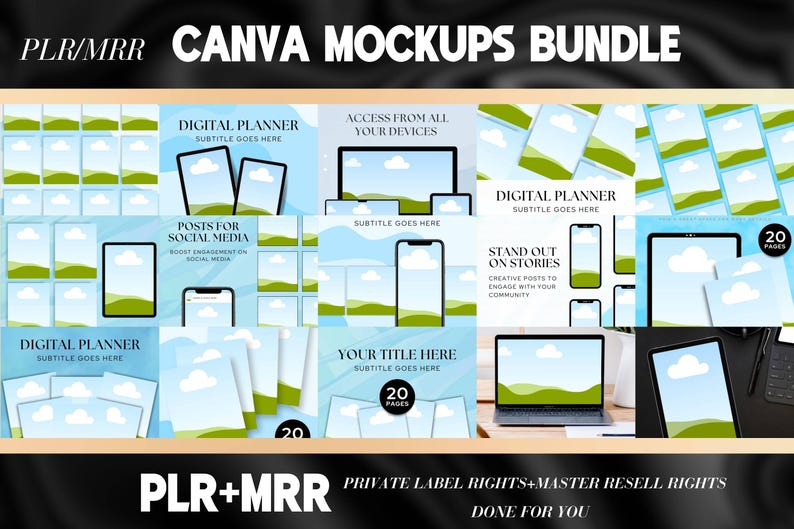 PLR MRR Canva Mockup Template Bundle Master Resell Rights Digital ...