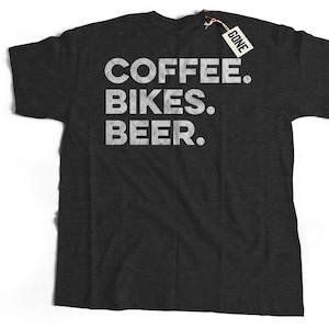 Coffee. Bikes. Beer. Minimalist Mountains Biking T-Shirt