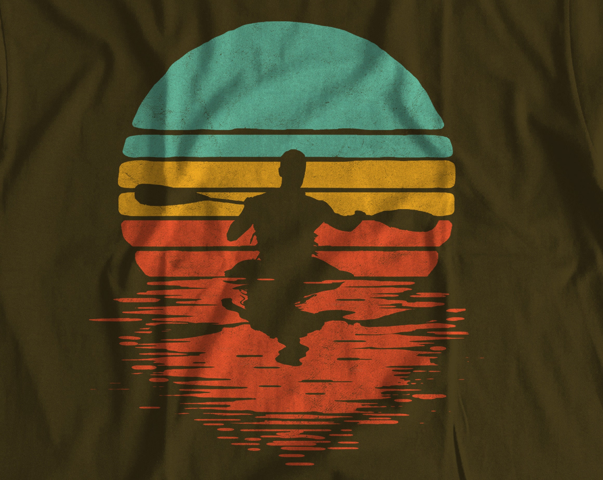 Kayak Sunset Retro Style Sun Reflection Paddling Unisex - Etsy