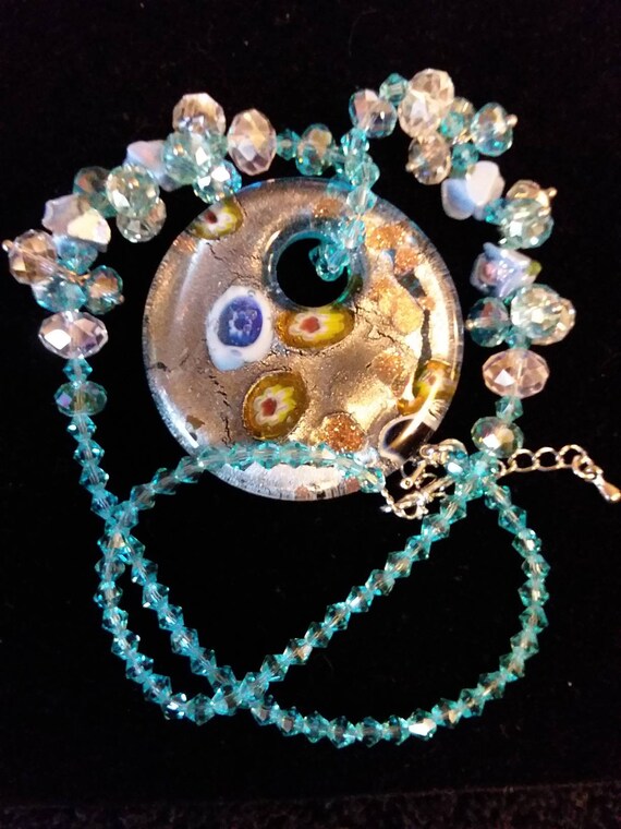 Beautiful Murano Glass Crystal Beaded Necklace FR… - image 1