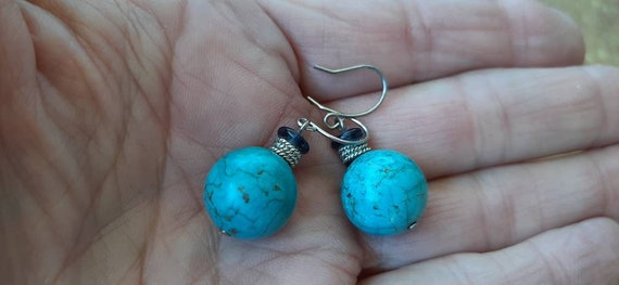 Beautiful Tourquoise Ball Pierced Earrings FREE S… - image 2