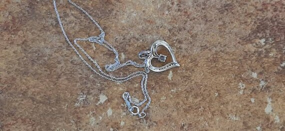 Vintage 1990 CZ Sterling Silver Heart Pendant Nec… - image 4