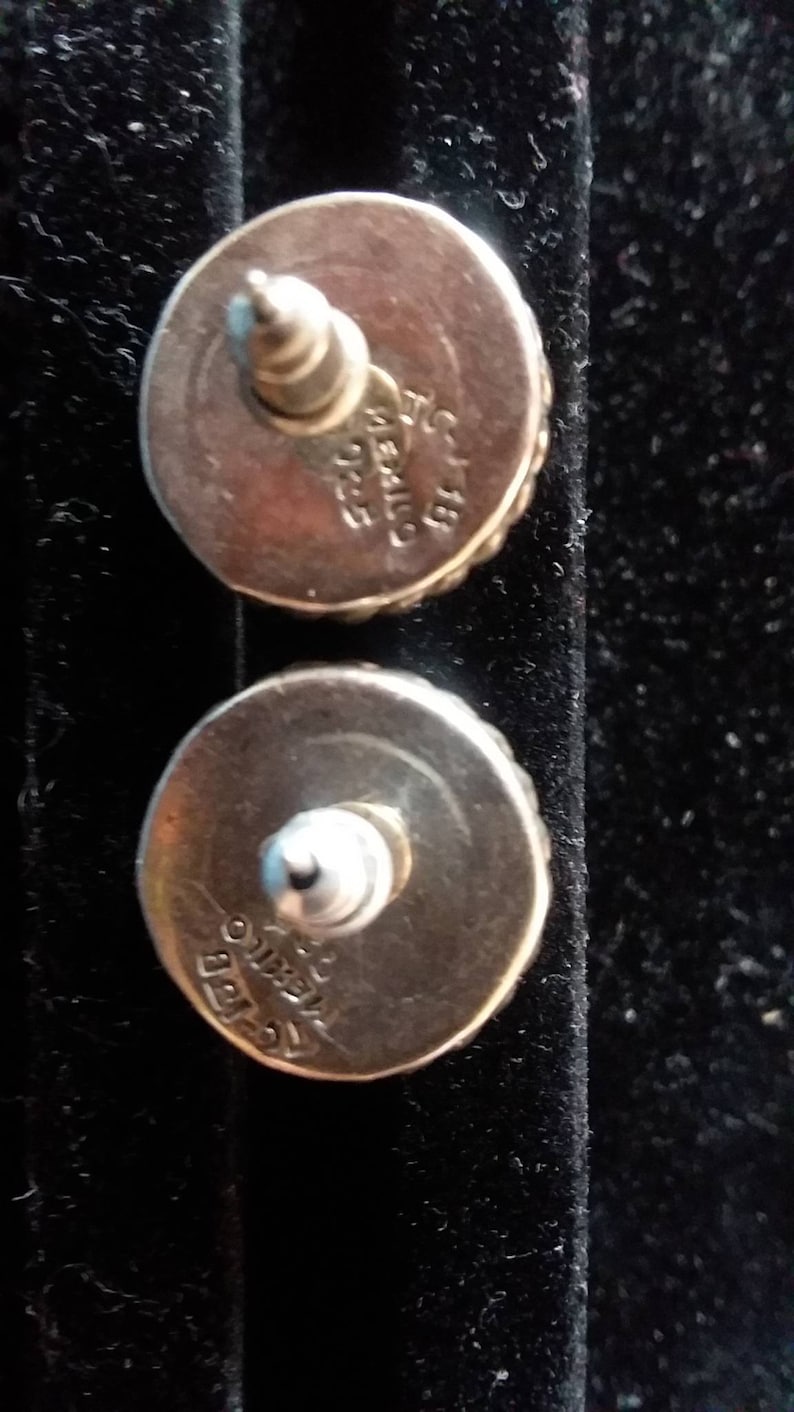 Vintage Taxco Button Earrings FREE SHIPPING
