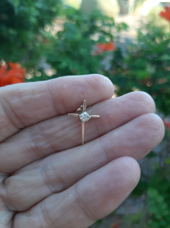 Unisex Gold and Diamond Cross - image 1