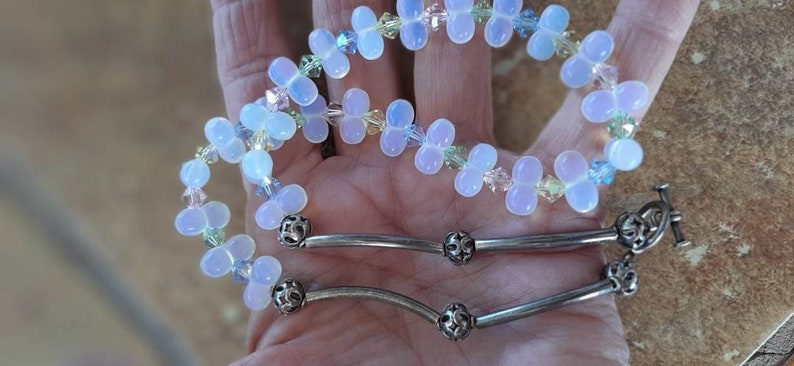 Gorgeous Opalit Necklace and Pierced Earrings Set FREE Shipping