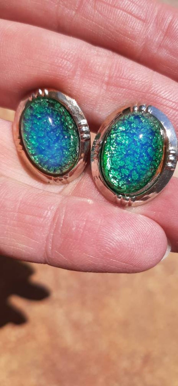 Gorgeous Foiled Glass Cuff Links Breathtaking Colo