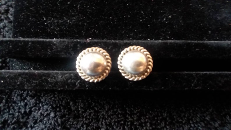 Vintage Taxco Button Earrings FREE SHIPPING
