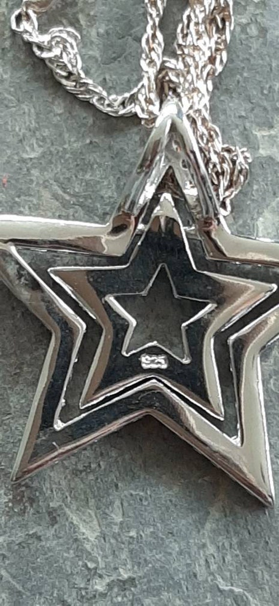 Gorgeous Sparkling Silver Double CZ Star Pendant … - image 4