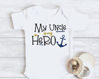 My uncle is my hero bodysuit/tee Land of the free because my uncle is brave, soldier, military family mom dad uncle aunt nephew military USA