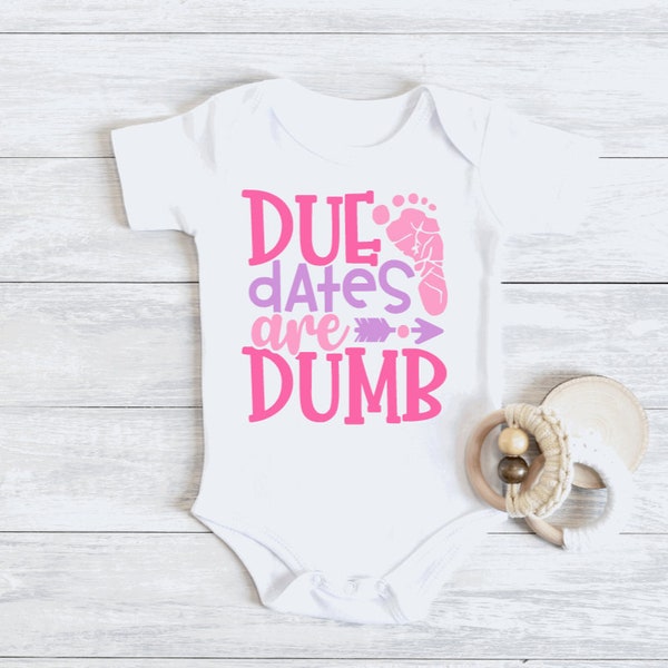 Due dates are dumb bodysuit/tee, Baby Bodysuit, Due Dates Are Dumb, Pink & Blue, Nicu Bodysuit, Preemie ie Bodysuit, Baby Boy, Baby Girl