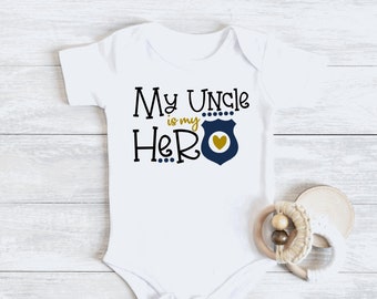 Police Officer Uncle Hero Baby Bodysuit - Law Enforcement Gift