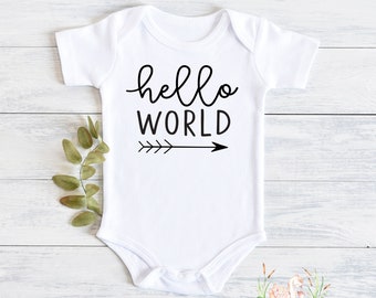 Hello Baby Onesie\u00ae Baby Shower Gift Personalized Baby Gift Newborn Outfit Coming Home Outfit Personalized Onesie Hello Baby Bodysuit