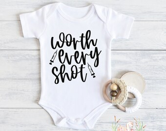 Worth Every Shot IVF Baby Bodysuit, Rainbow Baby Announcement