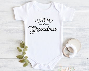 I love my Grandma bodysuit/tee, Minimalist , Boho newborn gift, Modern baby clothing, Hello Grandma, Abuela, Cute I love my Grandma