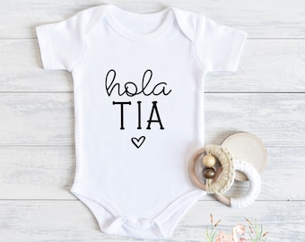 Hola Tia Baby Bodysuit: Spanish Pregnancy Announcement Gift