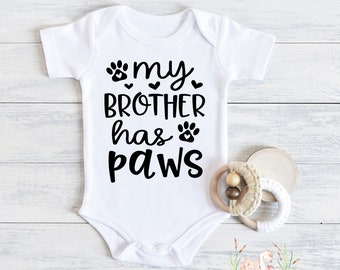 My Brother Has Paws  Bodysuit, Dog gift baby shower, Dog sibling , Dog's best friend, Dog lover, Neutral gender reveal gift