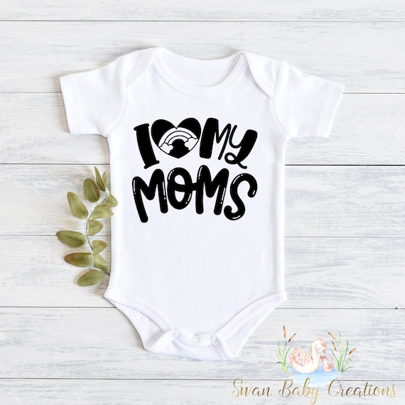 Two Moms Pride Onesie® Rainbow LGBT Baby Clothes Moms - Etsy