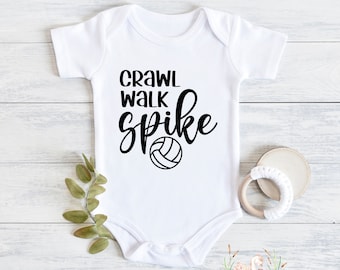 Volleyball Baby Bodysuit: Crawl, Walk, Spike Tee