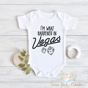 I'm what happened in Vegas, Funny Baby Clothes, What Happens In Vegas Funny One Piece Baby Shirt, Baby Shower Gifts, Newborn Clothing, Baby