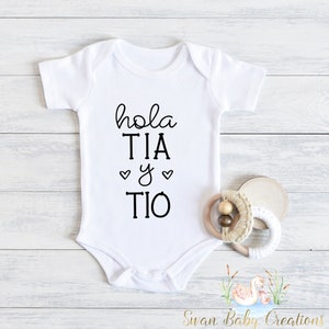 Hola Tia y Tio, Babyankündigung, Schwangerschaftsankündigung, Überraschung für Tante und Onkel Baby Body, Hola Tia, Hola Tio, Tante