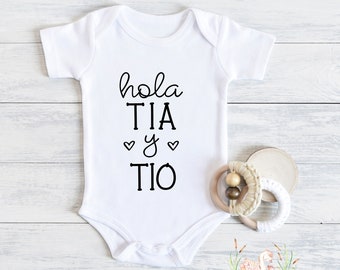 Hola Tia y Tio, Baby Announcement , Pregnancy Announcement , Surprise for Aunt and Uncle Baby Bodysuit, Hola Tia, Hola Tio, Aunt