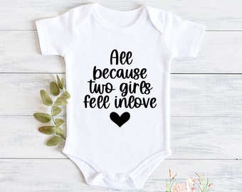 Lesbian Baby Pride Outfit: Two Moms Bodysuit, Newborn Clothing