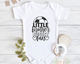 Little Brother Soccer Fan Baby Bodysuit or Toddler Shirt