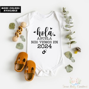 Hola Abuela Baby Romper: Spanish Pregnancy Announcement, First Time Grandma 2024