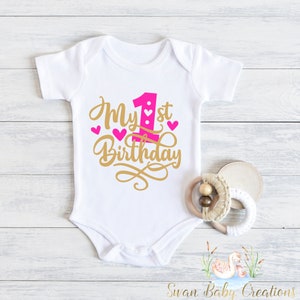 Baby Girls First Birthday - Cake Smash Outfit - 1st Birthday Girl Outfit - Girls 1st Birthday  1st Birthday Shirt - 1st Birthday Photo