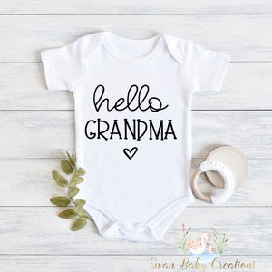 Hello Grandma Baby Bodysuit: Pregnancy Announcement Gift