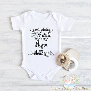 Handpicked For Earth By My Nana In Heaven Baby Bodysuit, Custom Baby, Baby Shower Gift, Guardian Angel, Personalized Baby Bodysuit, Memorial