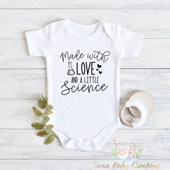 Made With Lots of Love and A Little Science S Bodysuit Pregnancy  Announcement IVF Baby After TTC for Miracle Baby, IVF 