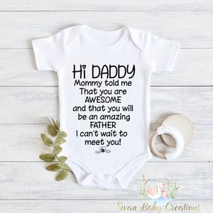 Hi Daddy Baby  Hello Daddy Surprise Husband Cute Baby Reveal Pregnancy Announcement I Can't Wait To Meet You Coming Soon Baby Reveal
