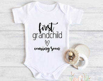 First Grandchild Coming Soon Baby Bodysuit: Pregnancy Announcement